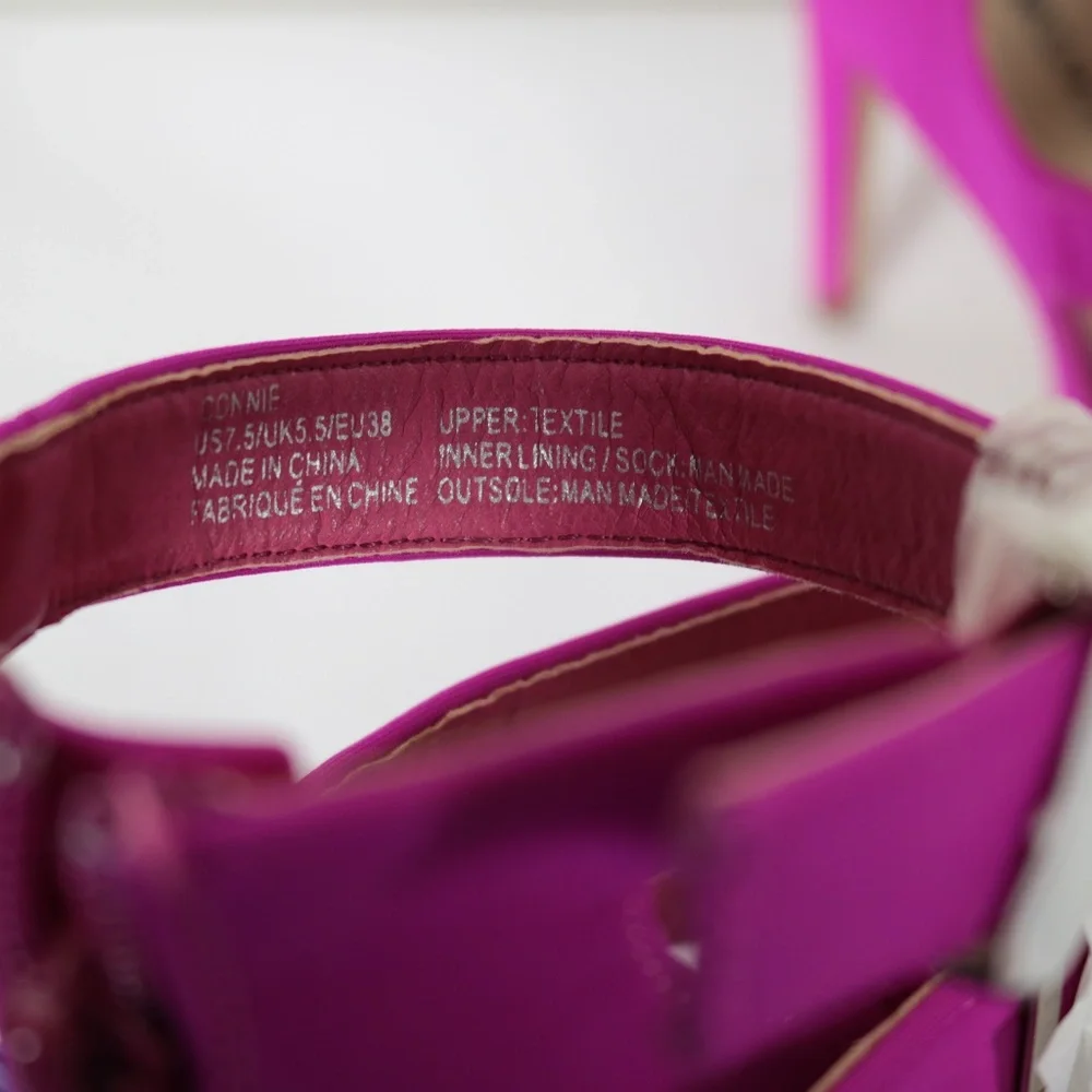 NEW JustFab "Connie" Fuchsia Buckle Up Strappy Stiletto Heels Sandals Size 7.5 - Picture 11 of 11